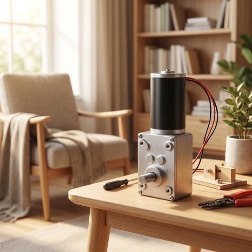 Image of Gear Reduction Motor 24V 8mm Shaft High Torque 50RPM | Metal gear , reversible rotation for curtain opener, high torsion for window actuator, DC motor for smart de