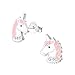 Laimons Boucles d’oreilles pour enfant en forme de licorne, rose avec paillettes, argent sterling 925, 11 x 8 mm