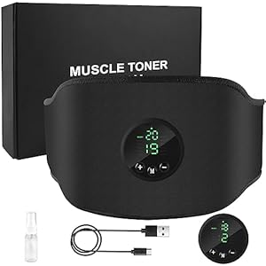 Tosucs EMS Bauchmuskeltrainer elektrisch, MS Trainingsgerät, ower abs Stimulator Stimulateur musculaire USB Wiederaufladbar Avec 12 Modes et 19 intensités für Männer und Frauen