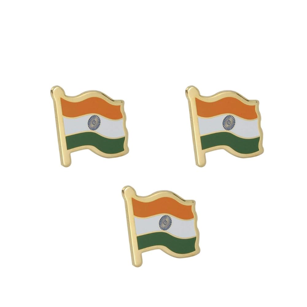 Brass Metal Indian Flag Badge with Pin | Lapel Pin for Shirt, Coat & Dress | National Flag Brooch | Pack of 3-image-43