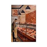 WOPIYNAG Póster vintage de carnicería en lienzo, decoración de dormitorio, decoración de paisaje, regalo, 40 x 60 cm