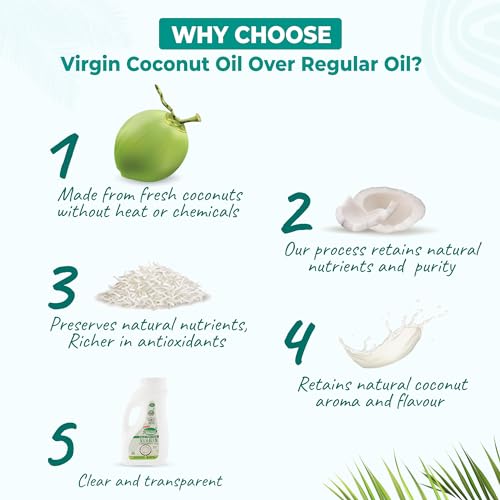 Image of KLF Nirmal Cold Pressed Virgin Coconut Oil | 1L | All Weather Pack | Natural & Edible | Great for Cooking & Personal Care (Pack of 2)