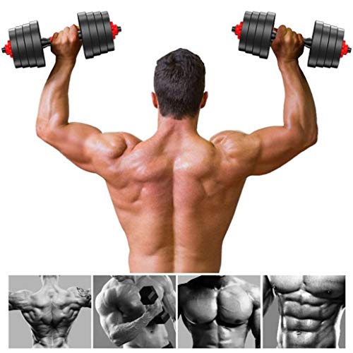 88.18LBS Dumbbell Weights Set for Home Gym, 45.6\" Adjustable Barbell Weight Set with Long Connecting Rod and Non-Slip Handle Easy-Adjusting Nut Durable Dumbbells Set for Men and Women - Thumbnail 7