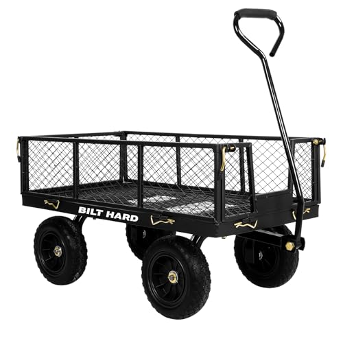 BILT HARD Heavy Duty 400 Lbs Capacity Mesh Steel Garden Cart, 4 Cu.Ft Heavy Duty Garden Cart with...