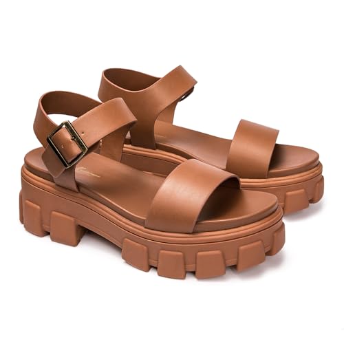 Image of Luffymomo Women's Platform Wedge Sandals | Chunky Heels Ankle Strap Shoes Open Toe Summer Adjustable Sandals, Lug Sole