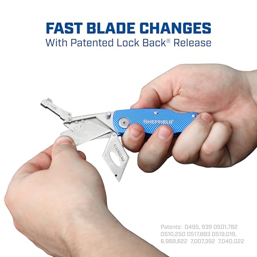 Image of Sheffield Lock Back Utility Knife 3 Pack with Aluminum Handle | Lock Back Utility Knife, Box Cutter with Aluminum Handle, Single Utility Knife Blade Included
