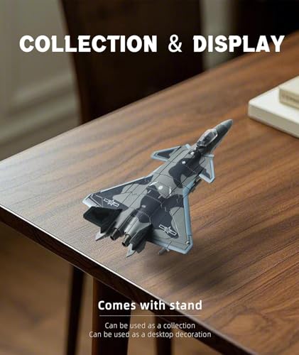 Image of 1:100 Fighter Jet Model, Gift for Aviation Enthusiasts and Collectors Ornaments, Detailed Military Aircraft Toy for Adults and Kids, Perfect for Home Office Decor (1:100 J-20)