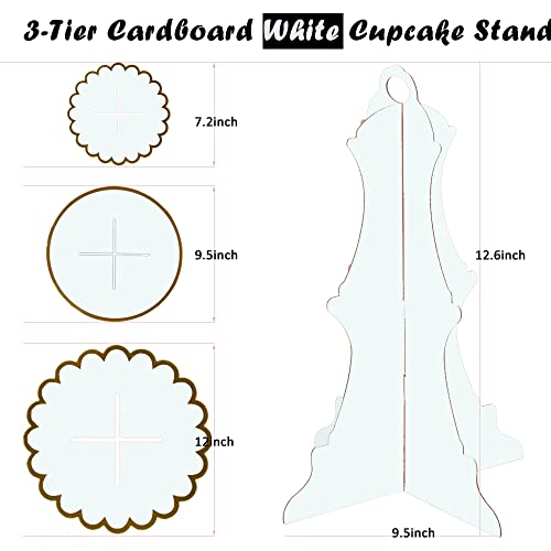 White Tiered Cupcake Stand 2 Pack, Mrpapa 3 Tier Serving Tray For Party Decor, Cup Cake Tower Holder For 24 Cupcakes, Dessert Holder For For Birthday Graduation Baby Shower Tea Party (White) #TOP2