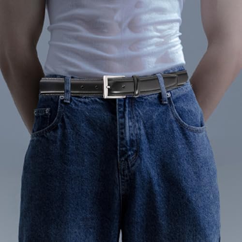 Mens Belt 47 Inch PU Leather Belt with Alloy Pin Buckle Minimalist Easy Matching Black Men for Business, Gifts for Men3