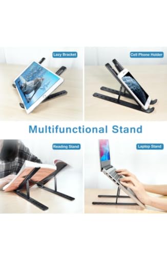 Image of Aluminum Foldable Portable Tabletop Laptop /Desktop with Adjustable Heights Anti-Slip Silicone Pads, Collapsible Design Compatible with All Types of Laptop Multi Color
