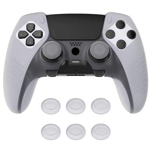 PlayVital Coque Protection pour ps5 Edge Manette,Housse Silicone avec 6 Capuchon Joystick pour ps5 Edge Controller Cover Skin,Anti-Dérapante Accessoire-Blanc...