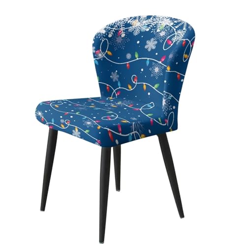 Image of Bar Stool Covers with Backs Square Barstool Covers Christmas Snowflake Lights Elastic Swivel Bar Stool Covers Slipcovers Non-Slip Cushion Slipcover Set of 2