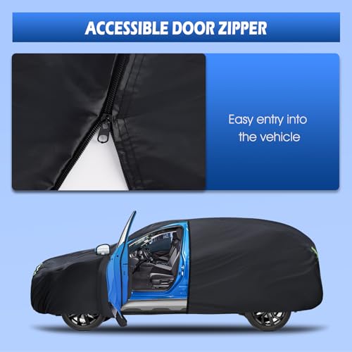 Image of 6 Layers SUV Car Cover Waterproof All Weather for Automobiles, Size A5 with Zipper & Cotton Universal Fit for Buick Encore, Ford Escape,Kia Sportage (Up to 181inch)