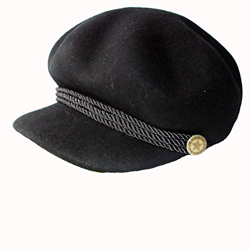 AQWWHY Sombrero de Lana Octogonal señoras Personalizada Boina Decorativa Vintage Lana Corta Sombrero de Calabaza