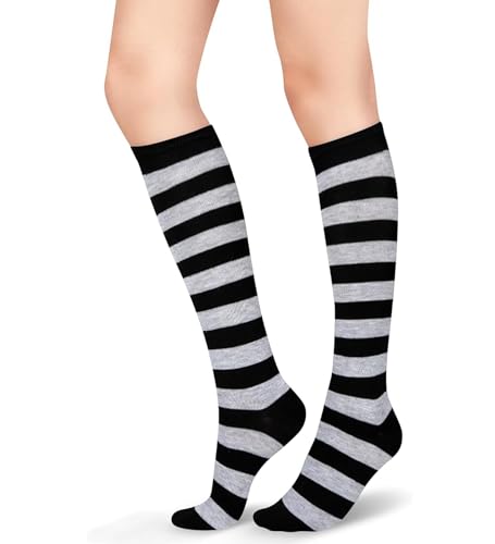 Image of Striped Knee High Socks for Women Outdoor Sport Athletic Stripe Casual Tube Socks