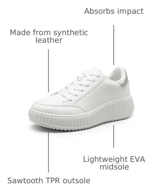 Image of DREAM PAIRS Women Platform Chunky Lightweight Comfortable Casual Faux Leather Lace Up Dee Walking Fashion Sneakers