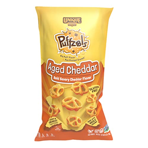Unique Snacks Puffzels, Bold and Savory Cheddar Cheese Flavor with
