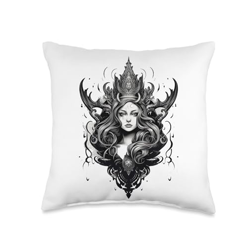Gothic Queen For all, who Gothic fans Throw Pillow -  Occult Gothic Satan Dark Era Wicca, GF84JC8714MUS_16X16