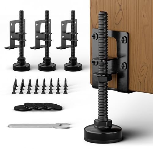 HUASAI L-Shaped Furniture Leveling Feet Adjustable Height up to 3.5 Inch 4 Pack Heavy Duty Screw-On Levelers 330 LBs per Foot for Sofa Bed Cabinets Uneven Floors