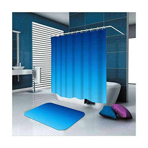 Duschvorhang+Badematte 2er Set Einfach 3D-Effekt Wasserdicht, Anti Schimmel, Waschbar Umweltfreundlich Anti-Rutsch Bad Vorhang für Badezimmer