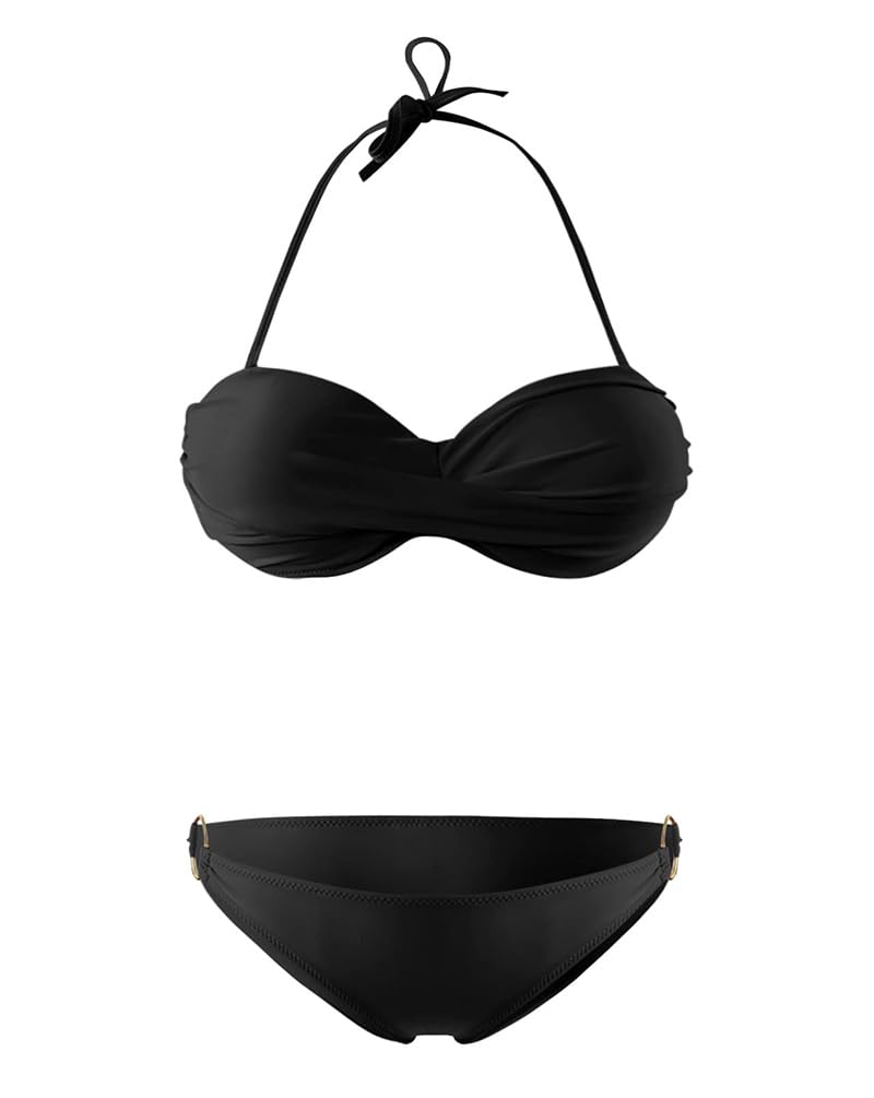 Minetom Maillots de Bain 2 Pièces Femme Été Push Up Bandeau Ensembles Bikini Set Plage Swimsuit Swimwear Beachwear