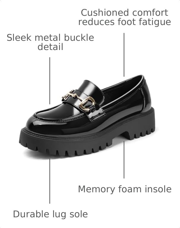 Image of MUSSHOE Loafers for Women Platform Chunky Comfortable Slip-On Womens Loafers Fashion Business Work Dressy Casual Shoes