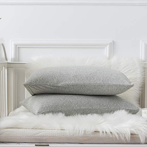 Image of Household Cotton Jersey Knit Pillowcases, Soft and Breathable Travel Pillow Cases with Envelope Closure, 13 inch x 18 inch 2 Pack (Grey)