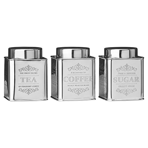Premier Housewares Tee/Kaffee/Zuckerdosen-Set aus Edelstahl, 3-teilig, Rostfreier Stahl Cover