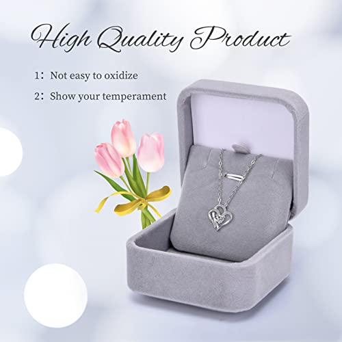 SUSSURRO Heart Necklace for Women,Love Heart Pendant Necklaces for Women,Silver Statement Crystal Pendant Necklace,Heart Necklaces Silver Pendant Gift Fashion Jewelry Accessories for Women and Girl - Image 5