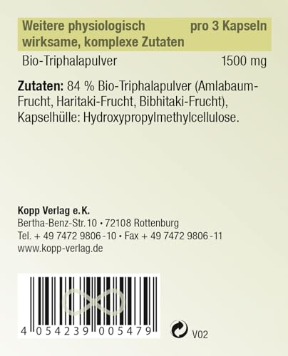 KOPP Vital® Bio-Triphala | 180 Kapseln | 107 g | natürliche Qualität und Reinheit | hochdosierte Triphala | Bio-Anbau | Ayurveda | vegan – Bild 6