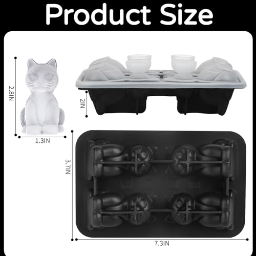 Molde para cubitos de hielo 3D con diseño de gato de silicona miniatura 2