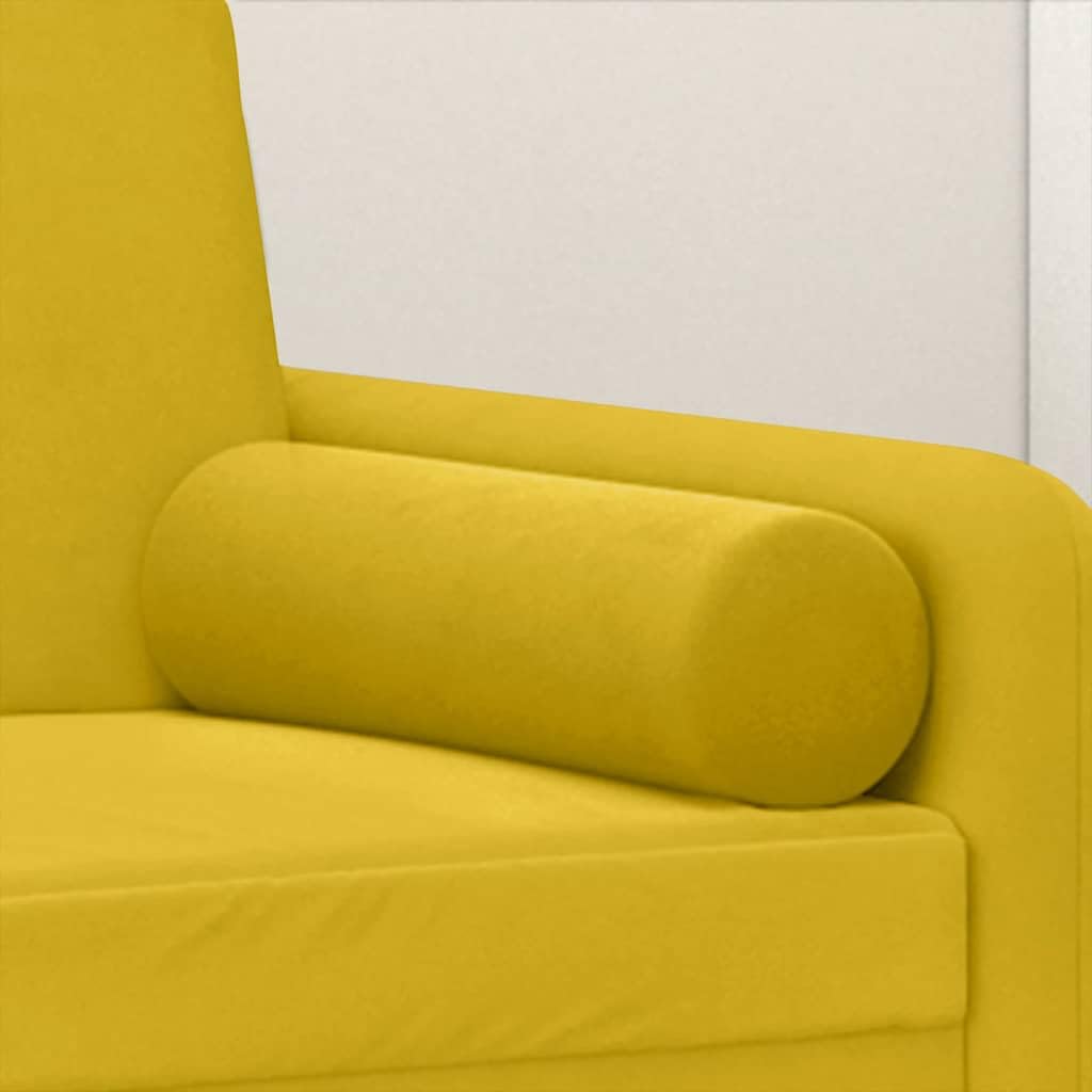 Zierkissen 2 Stk. Gelb Samt Ø15 x 50 cm Dekokissen Sofakissen Kuschelkissen für Sofa Couch Sessel Bett Wohnzimmer Schlafzimmer Akzent Komfort