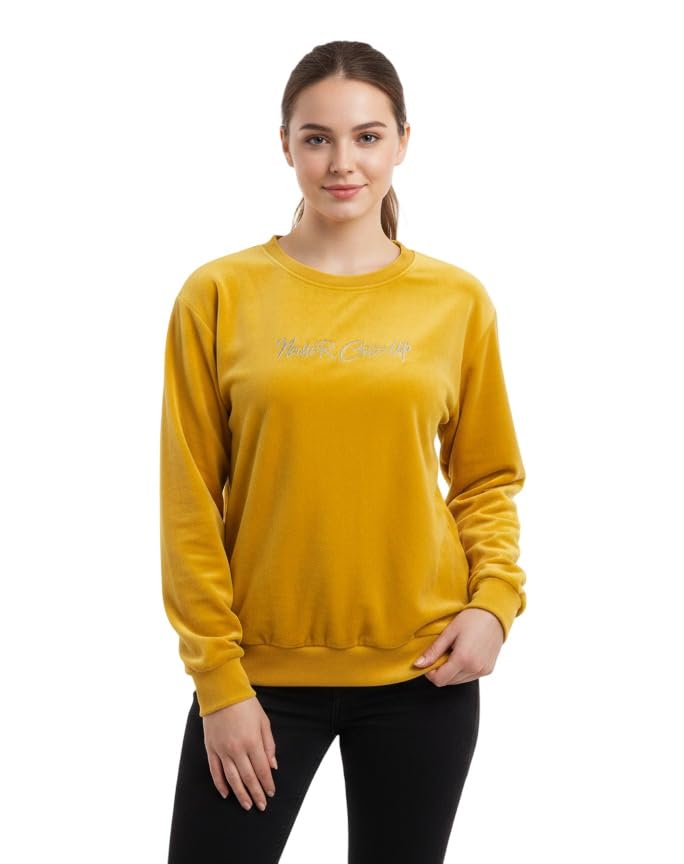 camey Women's Velour Sweatshirt, Round Neck, Long Sleeve, Casual Winter Pullover Top-picture-14
