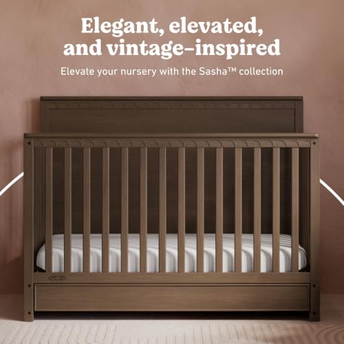 Graco Sasha 5-in-1 Convertible Crib with Drawer (Hazelnut) – GREENGUARD Gold Certified Wood Crib, Converts to Toddler Bed, Daybed, Full-Size Bed, Stylish Classic Design - image 3