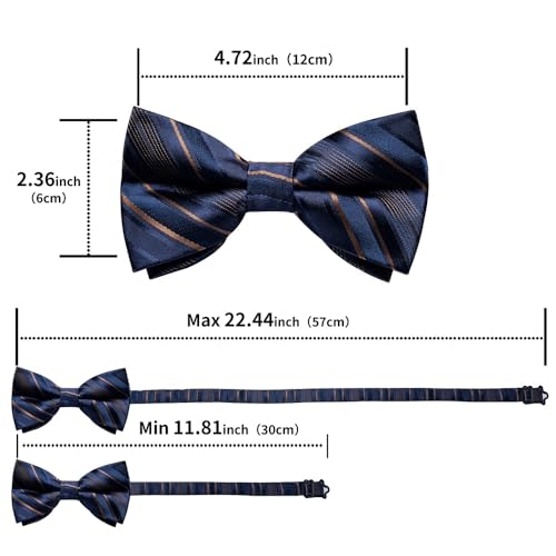 Corbata de moño formal de seda preanudada azul miniatura 6