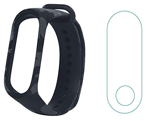 VEROX Band Strap Compatible with Mi Band 3 Army Strap Grey Color Camouflage Strap | Mi Band 3 Camouflage Military Style Strap with Screen Protector Combo Accessories (Device Not Included)