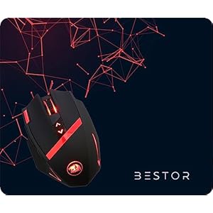 BESTOR Ultra-Low Friction Gaming Mouse Mat, Anti-Slip Base, High Durability, Waterproof, Quick Movements Mousepad for Pro Gamers or Grafic Designers Working at Home & Office (Red/Black)