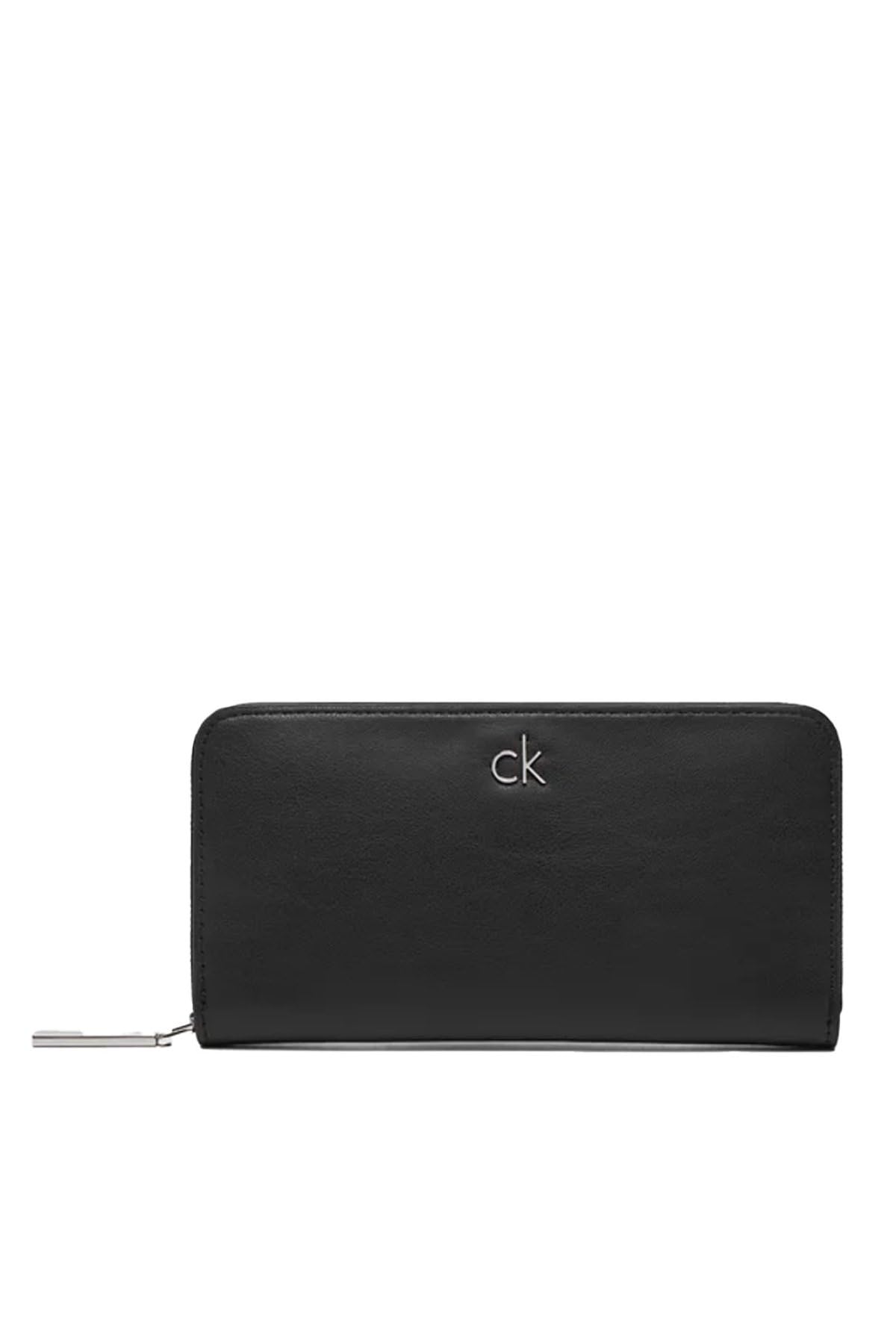 CK RE-LOCK LARGE ZIP AROUND Kadın Cüzdan, Siyah, Tek Beden