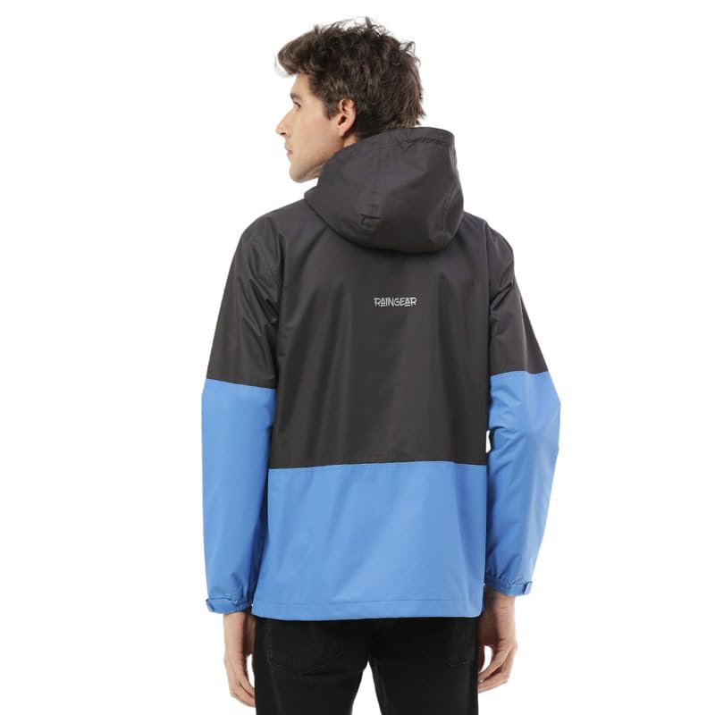 Image of Zeel Raingear Stylish Rain Jacket for Men Waterproof for Bike Riders with Adjustable Hood along with inner pockets,Waterproof Rainwear with Lightweight Polyester Jacket, ZRR011