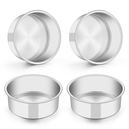 TeamFar 5 Inch Cake Pan Set of 4 Stainless Steel Small Layer Cake Pans Tin