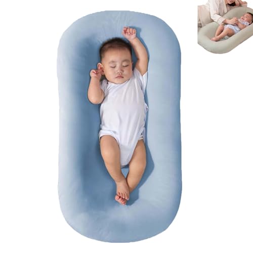 Image of LBHGRMF Baby Lounger Pillow, Bionic Design Baby Nest Sleeper Baby Lounger for Newborn 0-24 Months, Soft Organic Cotton Breathable Lounger Pillow for Infants (Blue 0-24 Months)