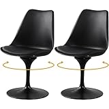 ダイニングチェア Probasto 回転チェア 座面 クッション付き 360度回転 パソコンチェア デスクチェア 会議用椅子 事務用椅子 おしゃれ 北欧 イス ブラック【2脚セット】