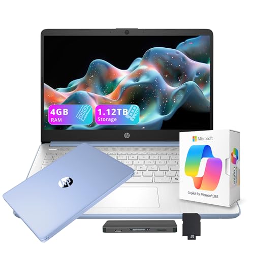 Image of HP Stream 14" HD Laptop with AI Copilot, Intel Processor N150, 4GB RAM, 1.12TB Storage (128GB UFS + 1TB Docking Station Set), Intel Graphics, 1 Year Office 365, Wi-Fi 6, Win 11, Sky Blue