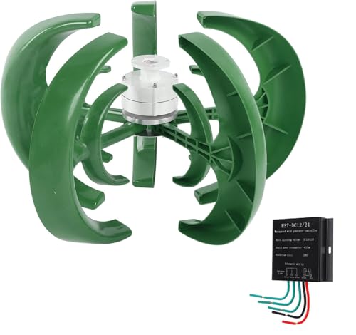 Kit generatore di turbina eolica verticale da 2000 W, soluzione di energia rinnovabile da 24 V per l'alimentazione domestica, attrezzatura efficiente per l'energia eolica, design ecologico nero