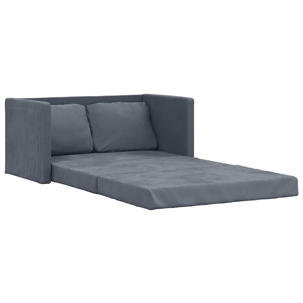 Sofá Cama de Suelo 2 en 1 Terciopelo Gris Oscuro 122x204x55 cm