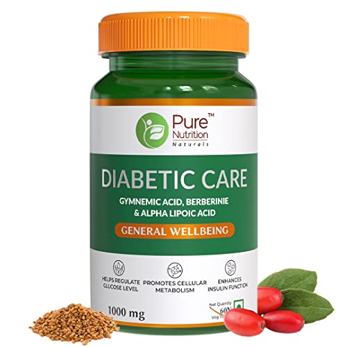 Pure Nutrition Naturals Diabetic Care with Gumnemic Acid, & Alpha Lipoic Acid to Maintain Glucose Level, Cellular Metabolism & Enhance Insulin Function – 60 Veg Capsule Pure Nutrition Naturals Diabetic Care with Gumnemic Acid, & Alpha Lipoic Acid to Maintain Glucose Level, Cellular Metabolism & Enhance Insulin Function – 60 Veg Capsule