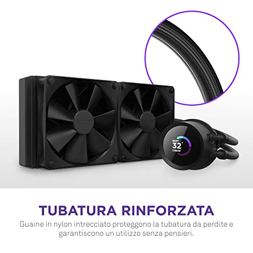 Kraken 240 - RL-KN240-B1 - Raffreddamento a liquido CPU AIO 240 mm - Display LCD quadrato da 1,54" personalizzabile - 2 ventole F120P - Nero - Sistema di raffreddamento - Immagine 6