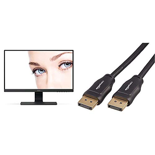 BenQ GW2480 60,45 cm (23,8 cala) monitor LED (Full-HD, Eye-Care, technologia paneli IPS, HDMI, DP, głośniki) czarny & Amazon Basics - kabel połączeniowy, DisplayPort na DisplayPort, 0,9 m