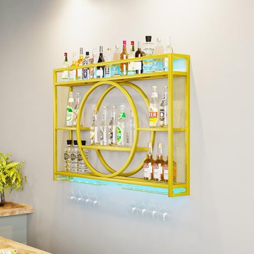 Étagères à vin murales lumineuses pour bar de salon