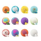 Iouyjiu Boules de Bain pour   Coffret de 12 Pièces Effervescents Naturels Doux et Colorés | Billes de Bain avec Figurine Animale à l'Intérieur | Idée Cadeau Anniversaire Fête Garçons Filles Petit